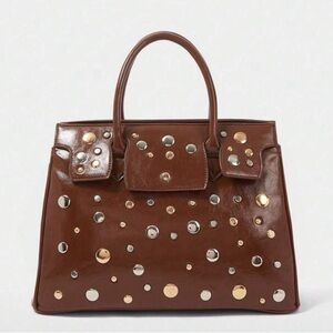 Brown Studded Handbag